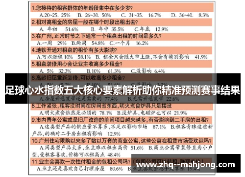 足球心水指数五大核心要素解析助你精准预测赛事结果